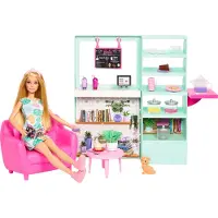Mattel Barbie docka Relax i kaféet set + docka HKT94