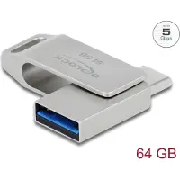 DeLOCK 54075 USB-stick glas 64 GB Silver 54075 USB, USB-A, USB-C