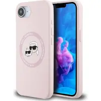 Karl Lagerfeld Silikon Karl&Choupette Heads MagSafe iPhone 16e Fodral - Rosa