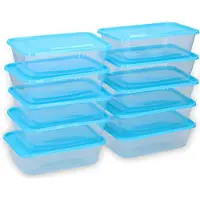 By Lille Vilde Set med 10 rektangulära matlådor, 650 ml, kyl & mikro