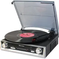 Roadstar TTR-8634, Svart, Silver, 33,45,78 RPM, Rotations-, FM, 3,5 mm, 230 V