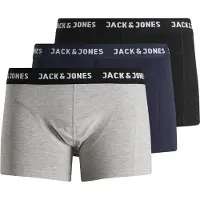 Jack & Jones Boxershorts 'JACAnthony' marinblå / gråmelerad / svart / vit