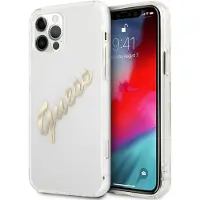 GUESS GUHCP12MKTRSVGO iPhone 12/12 Pro 6,1" Transparent hårda fodral Vintage Script Gold