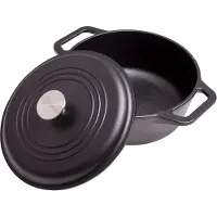 GOALMART Japanska VICTORIA holländsk ugnslinfröolja Kryddat gjutjärn med lock [Äkta produkt] (4QT)