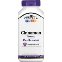 21st Century 21st Century, Cinnamon Plus Chromium, 2,000 mg, 120 veggie capsules (500 mg per capsule)