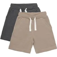 Minymo Sweatshorts - 2-pack - Fossil - - 9 år (134) - Shorts