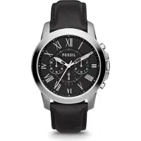 Fossil GRANT FS4812 Watch - Herr svart läder Chrono Watch - Vintage kollektion för män