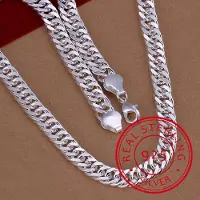 YIRAN Jewelry Halsband i rent 925 silver för män 10 mm kedjehalsband Collier 20 tum Choker Mode Herrsmycken Tillbehör Gåvor Bijoux 50cm gray