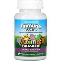 Natures Plus - Source of Life, Animal Parade, Kids Immune Booster, Naturlig tropisk bärsmak, 90 djur