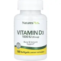NaturesPlus , Vitamin D3, 1 000 IU (25 mcg), 180 Mygelpiller