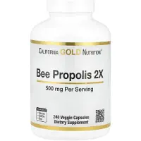 California Gold Nutrition , Bee Propolis 2X, Koncentrerat extrakt, 500 mg, 240 vegetabiliska kapslar