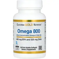 California Gold Nutrition , Omega 800 Ultra-Concentrated Omega-3 fiskolja, kd-pur triglyceridform, 1 000 mg, 30 fiskgelatin softgels
