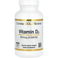 California Gold Nutrition , Vitamin D3, 50 mcg (2 000 IU), 360 Fiskgelatinsoftgels