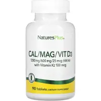 Natures Plus NaturesPlus, calcium/magnesium/vitamin D3 containing vitamin K2, 90 tablets