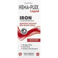 NaturesPlus Hema-Plex Flytande, Järn + Essentiella Näringsämnen, Blandade Bär, 250 ml (8.5 fl oz)