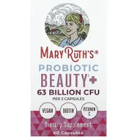 MaryRuth's , Probiotic Beauty+, 63 miljarder CFU, 60 kapslar (31,5 miljarder CFU per kapsel)