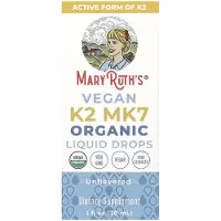 MaryRuth's , Ekologiskt Vegan K2 MK7 Flytande Droppar, Osmakulerad, 1 fl oz (30 ml)