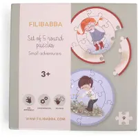 Filibabba Pussel-Set - Rund - 5x9 Delar - Små äventyrare - - One Size - Pussel
