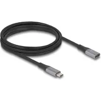 DeLOCK USB 40 Gbps förlängningskabel USB Typ-C hane till hona PD 3.1 240 W 2 m grå metall