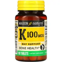 Mason Natural , Vitamin K, 100 mcg, 100 Tabletter