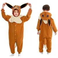 Snody Eevee Onesie För barn Ett stycke Pyjamas Barn Kigurumi Halloween Cosplay Kostym Party Present 130 legering orange färg