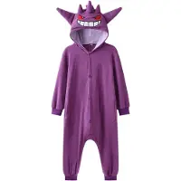Snody Tecknad Onesie För Barn Gengar Ett stycke Pyjamas Barn Kigurumi Halloween Cosplay Kostym Party Present 130 violett