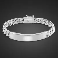 BaiJia Jewelry Italien Design Klassisk Herr 100 % 925 Sterling Silver Curb Cuban Link Chain Armband Kvinnor Unisex Handled Smycken Bokstäver Presenter 25cm