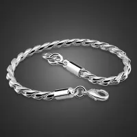 BaiJia Jewelry Mode 925 Sterling Silver Orm Män Ben Armband Solid Silver Armband Pojke Armband Retro Klassiska Smycken 4 Mm20cm Armband 20cm