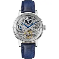 Ingersoll The Jazz Sun and Moon Phase Läderrem Skeleton Silver Dial Automatisk I07702 Herrklocka silver