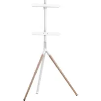 Sinox Tripod TV gulvstand med drejbar top. 45"-65". Lyst træ/hvid