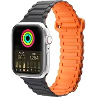 DUX Armor Apple Watch SE Armband, 9-1 (41/40/38 mm), Silikon Magnetiskt, Svart/Orange