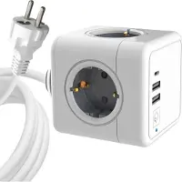 Microconnect 4 way Power Cube with USB ports
