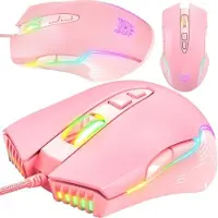 Onikuma CW905 gamingmus med 6 DPI-nivåer och RGB-belysning - Rosa