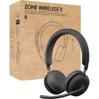 Logitech LOGI HEADSET Zone Wireless 2 UC GRAPHITE On Ear hörlurar Bluetooth Grafit Brusreducering Headset Telefon