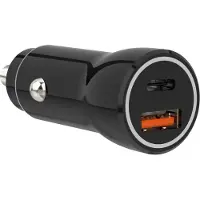 Sinox 12V dubbel USB bil/laddare USB A 18W + USB C 20W svart