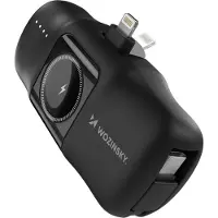 Wozinsky WF16-YLS 5000mAh Lightning Power Bank med inbyggd USB-C-kabel och Apple Watch-laddare - 15W - Svart