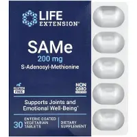 Life Extension , SAMe S-Adenosyl-Methionine, 200 mg, 30 Enteriskt Belagd Vegetariska Tabletter