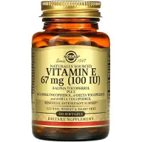 Solgar , Naturligt Vitamin E, 67 mg (100 IU), 100 mjuka kapslar