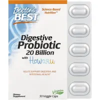 Doctors Best , Magtarm Probiotikum 20 Miljarder med Howaru, 30 Veggie Tabletter