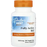 Doctors Best , Fullt Aktiverat B12, 1 500 mcg, 180 Vegetabiliska Kapslar