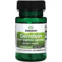 Swanson Health , Genistein från Sophora Japonica, Sojfritt, 125 mg, 60 Veggie Kapslar