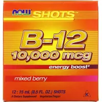 Now Foods, Shots, B-12, Mixed Berry, 10,000 mcg, 12 Cans, 0.5 fl oz (15 ml) Each
