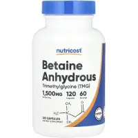 Nutricost , Betain Anhydrous, 1 500 mg, 120 Kapslar (750 mg per Kapsel)