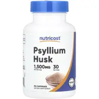 Nutricost , psylliumskal, 1 500 mg, 90 kapslar, (500 mg per kapsel)