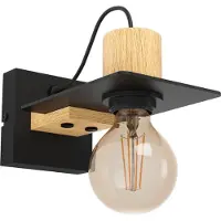 Eglo BRAMERTON vägglampa E27 svart/trä FSC