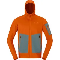 Norrøna - Vandringskläder - Falketind Warm2 Stretch Hood M Gold Flame för Unisex - Storlek L - Orange