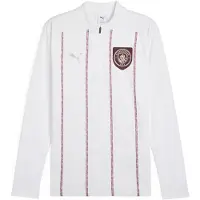 Puma Manchester City Träningströja Pre Match 1/4 Blixtlås - White/Mörk jaspis, storlek Medium