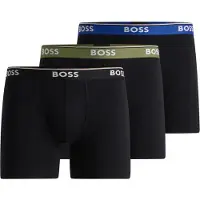 BOSS Three-pack of stretch-cotton boxer briefs with logos