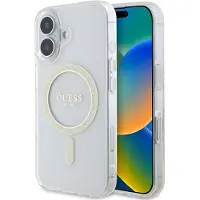 GUESS GUHMP16MHFGERET iPhone 16 Plus 6.7" transparent case IML Glitter Circle MagSafe