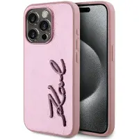 Karl Lagerfeld fodral med metallsignatur iPhone 15 Pro Max - Rosa